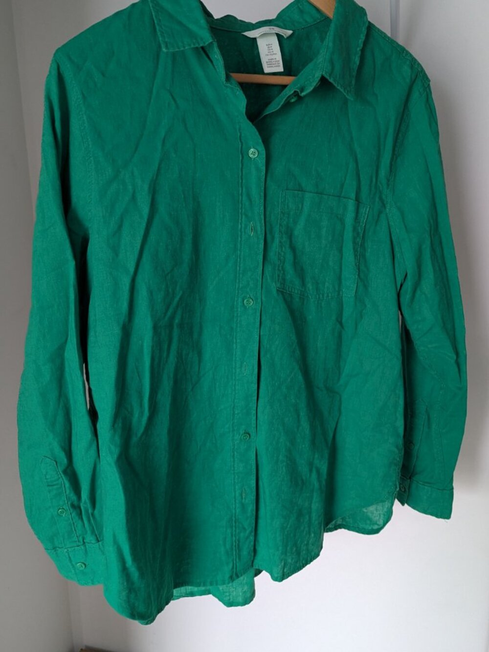 Oversized Green Linen Blend Button Up - Picture 11 of 12